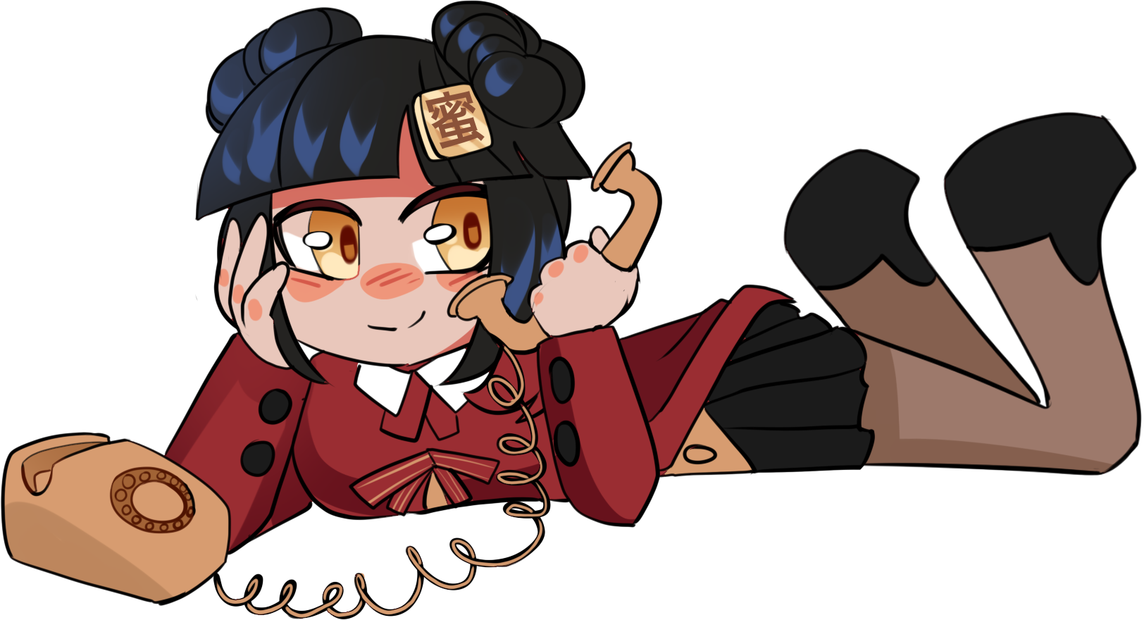 mitsu_mascot_on_phone